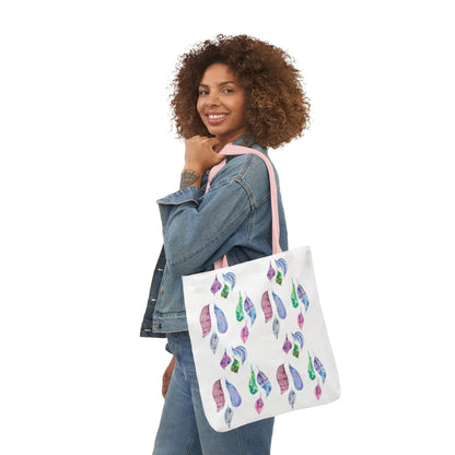 Canvas Tote Bag with Colourful Leaves - Artmakeyourmark.com
