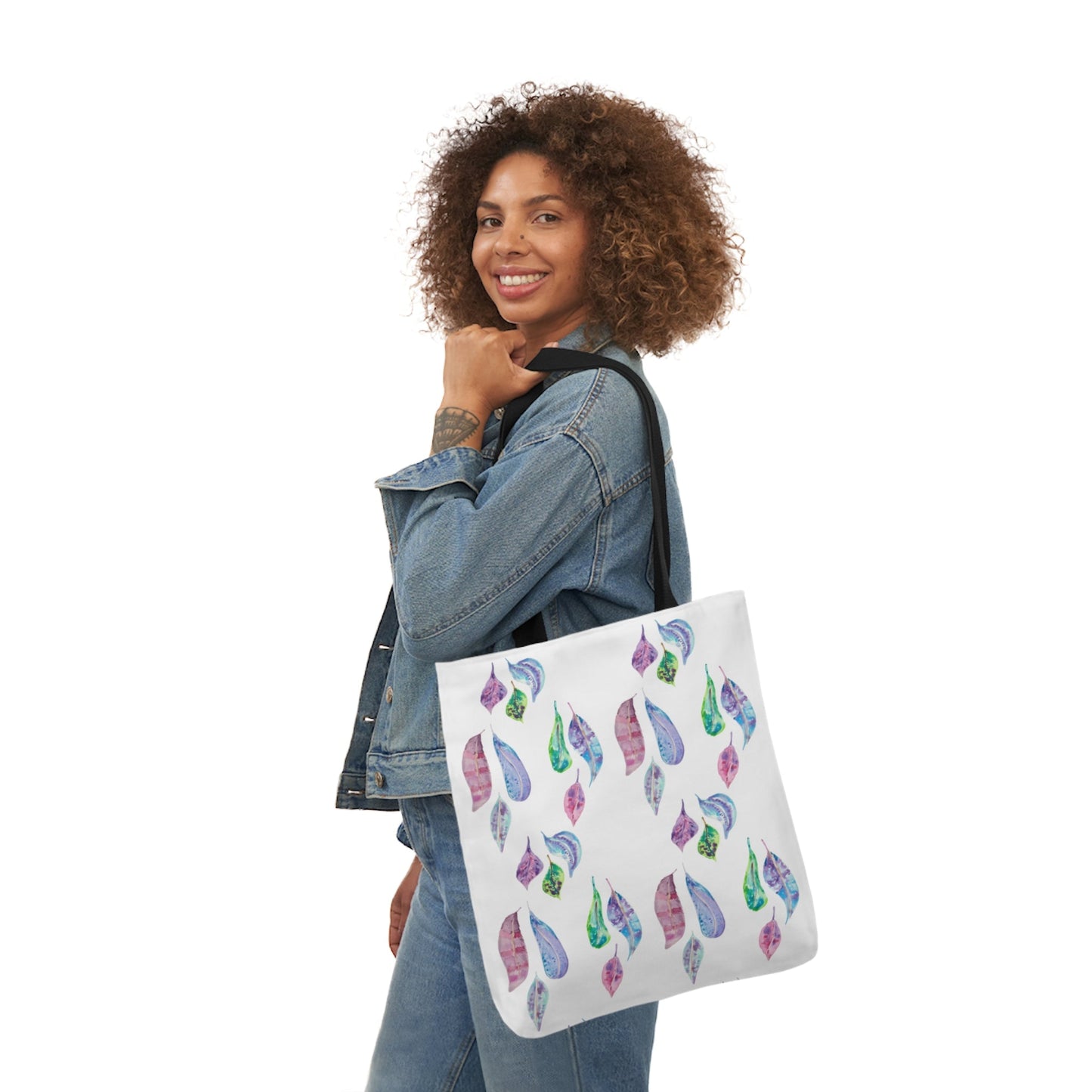 Canvas Tote Bag with Colourful Leaves - Artmakeyourmark.com