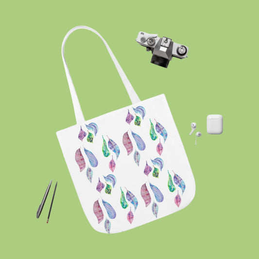 Canvas Tote Bag with Colourful Leaves - Artmakeyourmark.com