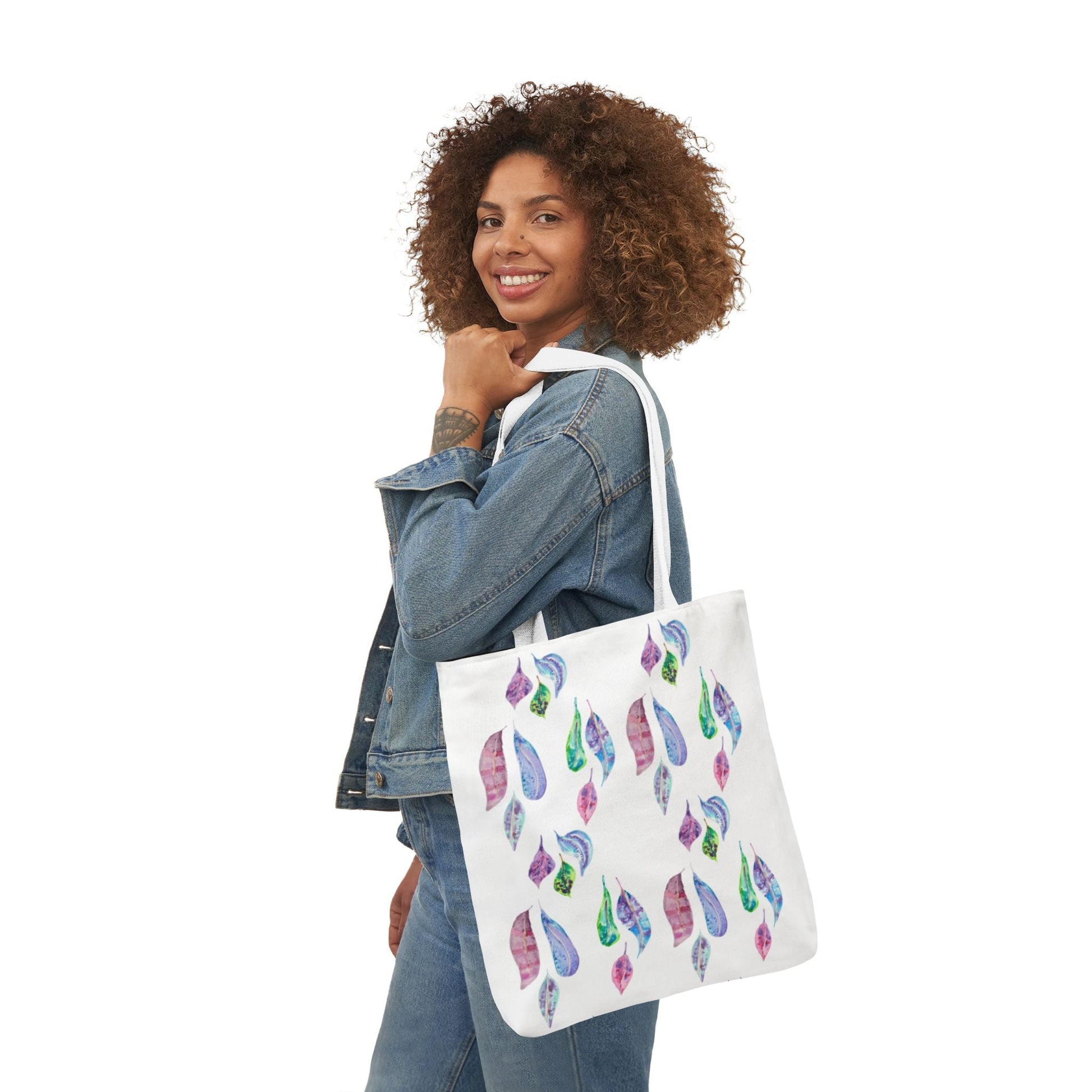 Canvas Tote Bag with Colourful Leaves - Artmakeyourmark.com