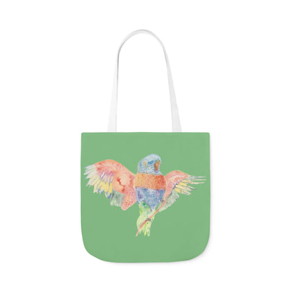 Canvas Tote Bag with Colourful Parrot Ready to Fly - Artmakeyourmark.com