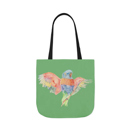Canvas Tote Bag with Colourful Parrot Ready to Fly - Artmakeyourmark.com