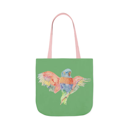 Canvas Tote Bag with Colourful Parrot Ready to Fly - Artmakeyourmark.com