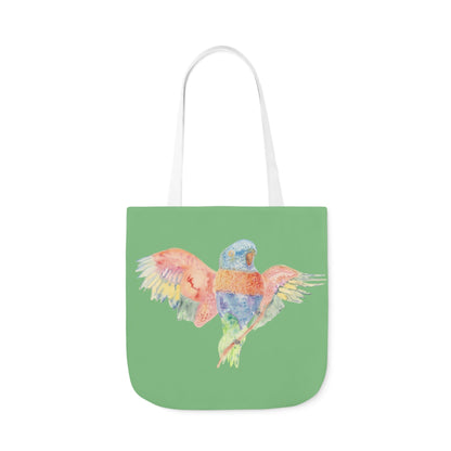 Canvas Tote Bag with Colourful Parrot Ready to Fly - Artmakeyourmark.com