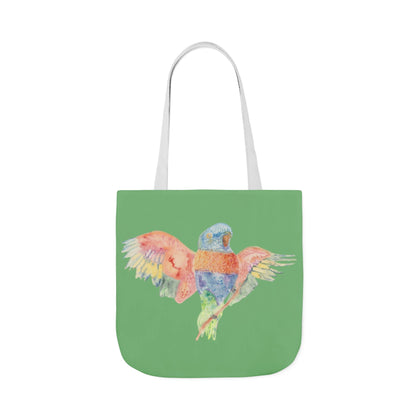 Canvas Tote Bag with Colourful Parrot Ready to Fly - Artmakeyourmark.com
