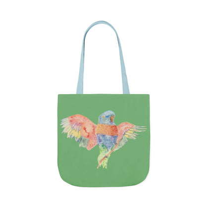 Canvas Tote Bag with Colourful Parrot Ready to Fly - Artmakeyourmark.com