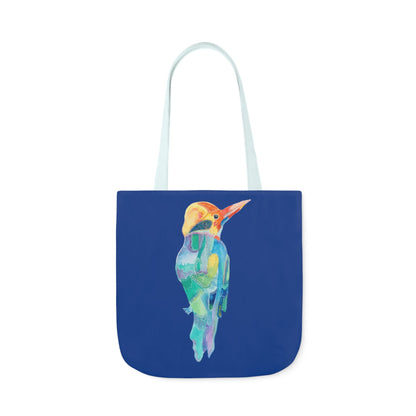 Canvas Tote Bag with Dark Blue Patterned Bird - Artmakeyourmark.com