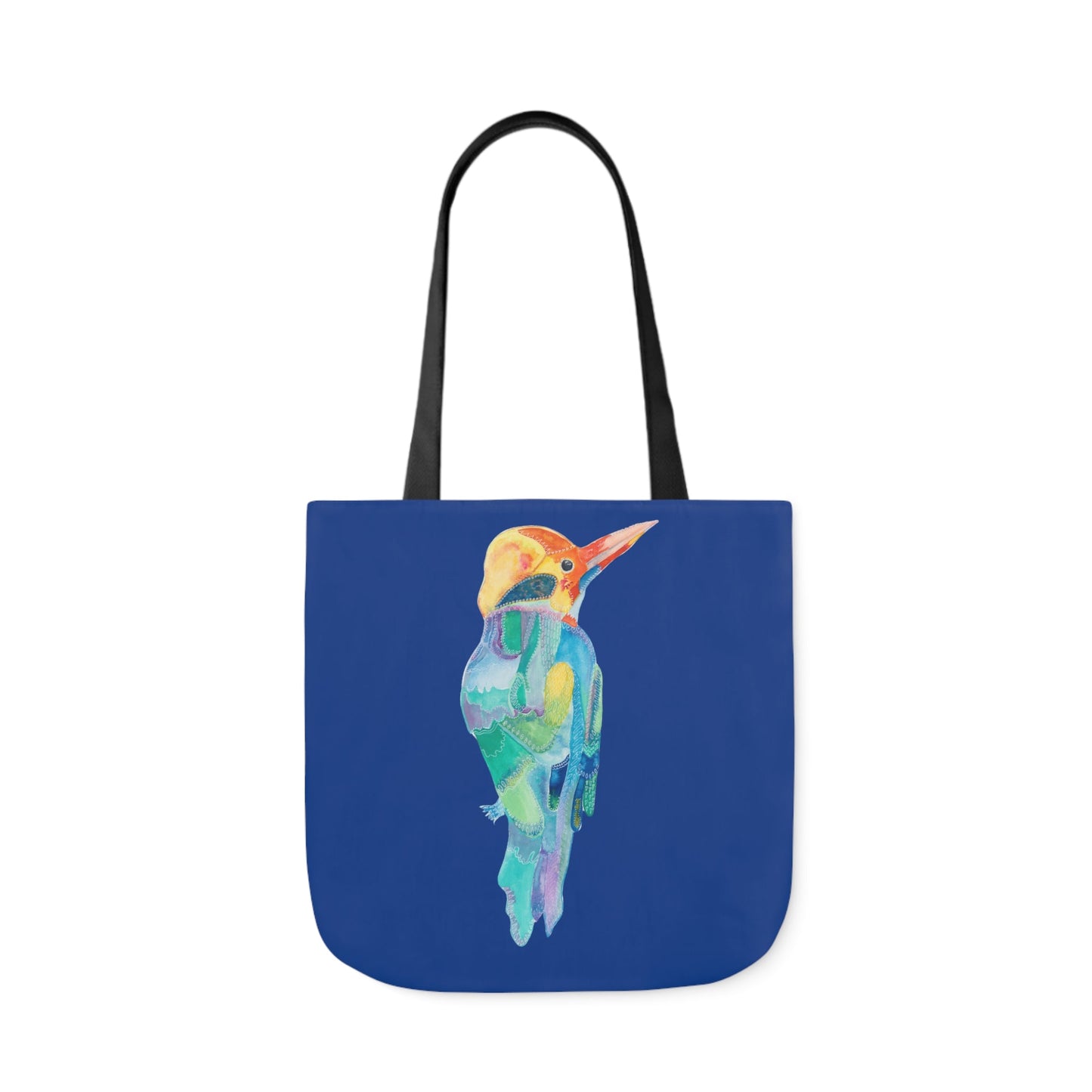 Canvas Tote Bag with Dark Blue Patterned Bird - Artmakeyourmark.com