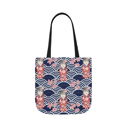 Canvas Tote Bag with Kabuki Dolls - Artmakeyourmark.com