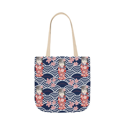 Canvas Tote Bag with Kabuki Dolls - Artmakeyourmark.com