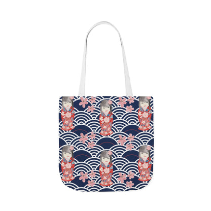 Canvas Tote Bag with Kabuki Dolls - Artmakeyourmark.com