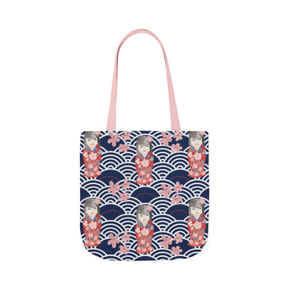 Canvas Tote Bag with Kabuki Dolls - Artmakeyourmark.com