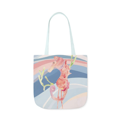 Canvas Tote Bag with Orange Seahorse - Artmakeyourmark.com