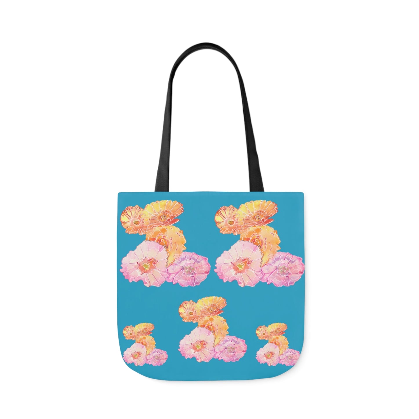 Canvas Tote Bag with Pink and Orange Poppies - Artmakeyourmark.com