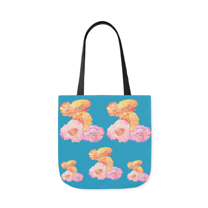 Canvas Tote Bag with Pink and Orange Poppies - Artmakeyourmark.com