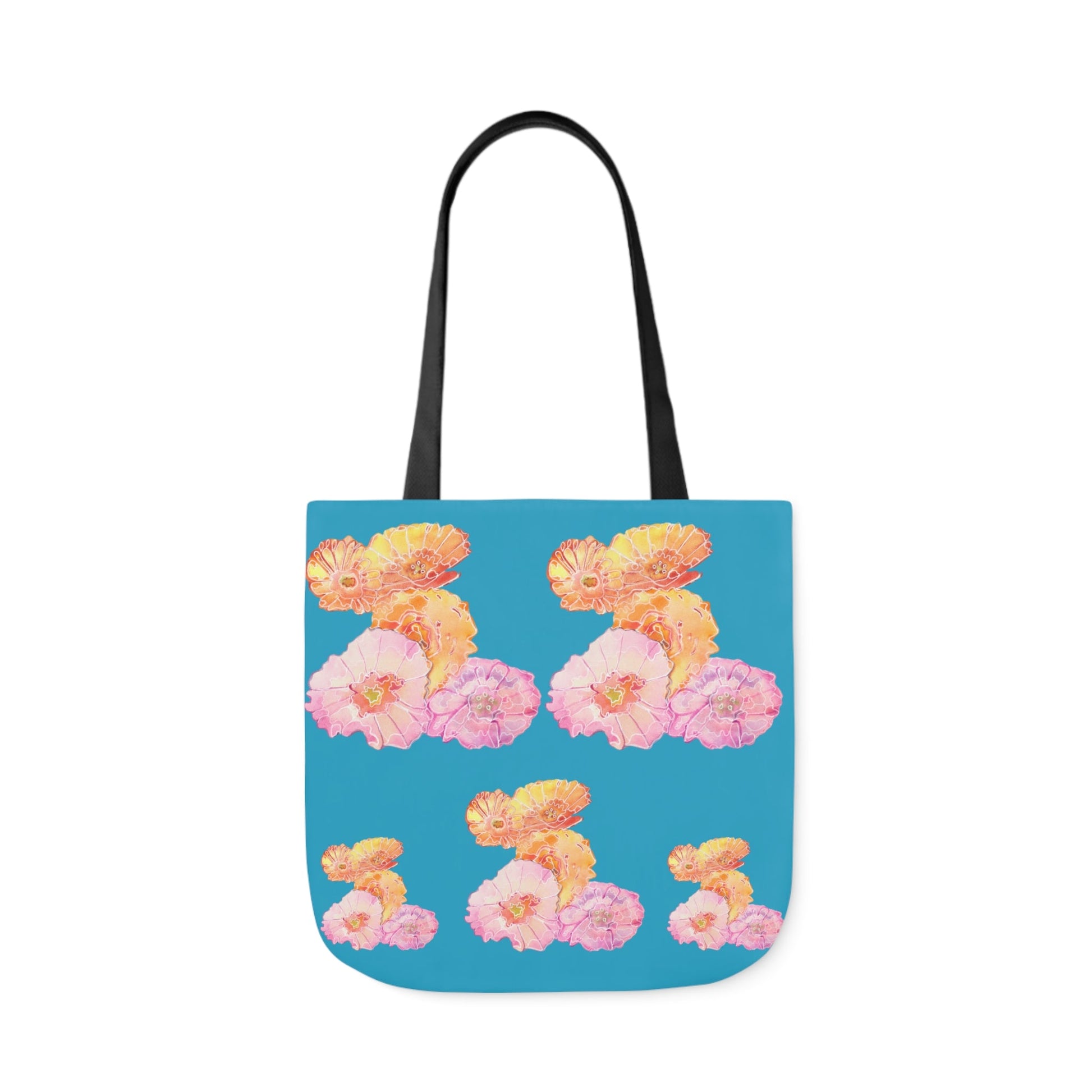 Canvas Tote Bag with Pink and Orange Poppies - Artmakeyourmark.com