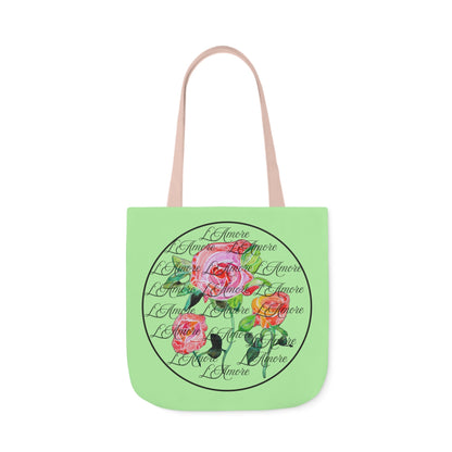 Canvas Tote Bag with Roses and L'Amore - Artmakeyourmark.com