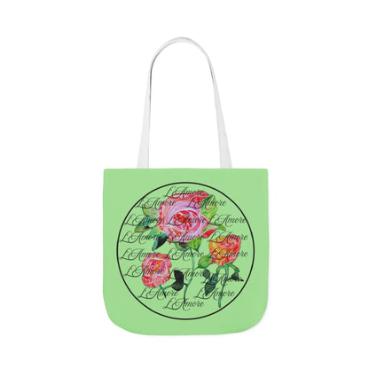 Canvas Tote Bag with Roses and L'Amore - Artmakeyourmark.com