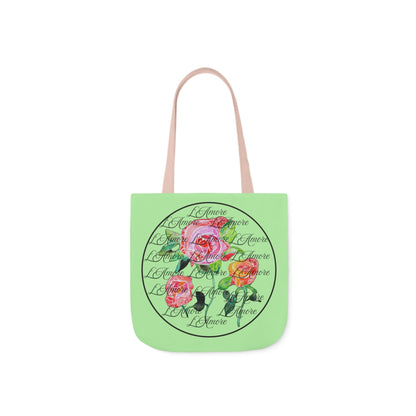 Canvas Tote Bag with Roses and L'Amore - Artmakeyourmark.com