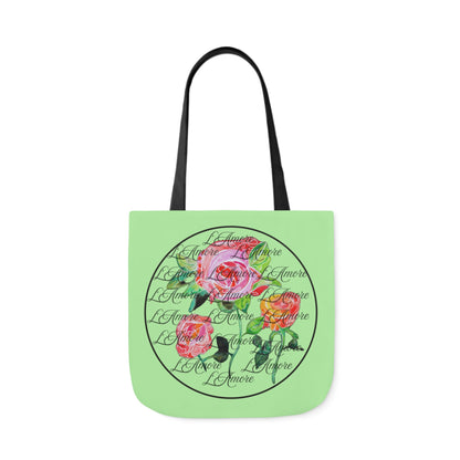 Canvas Tote Bag with Roses and L'Amore - Artmakeyourmark.com