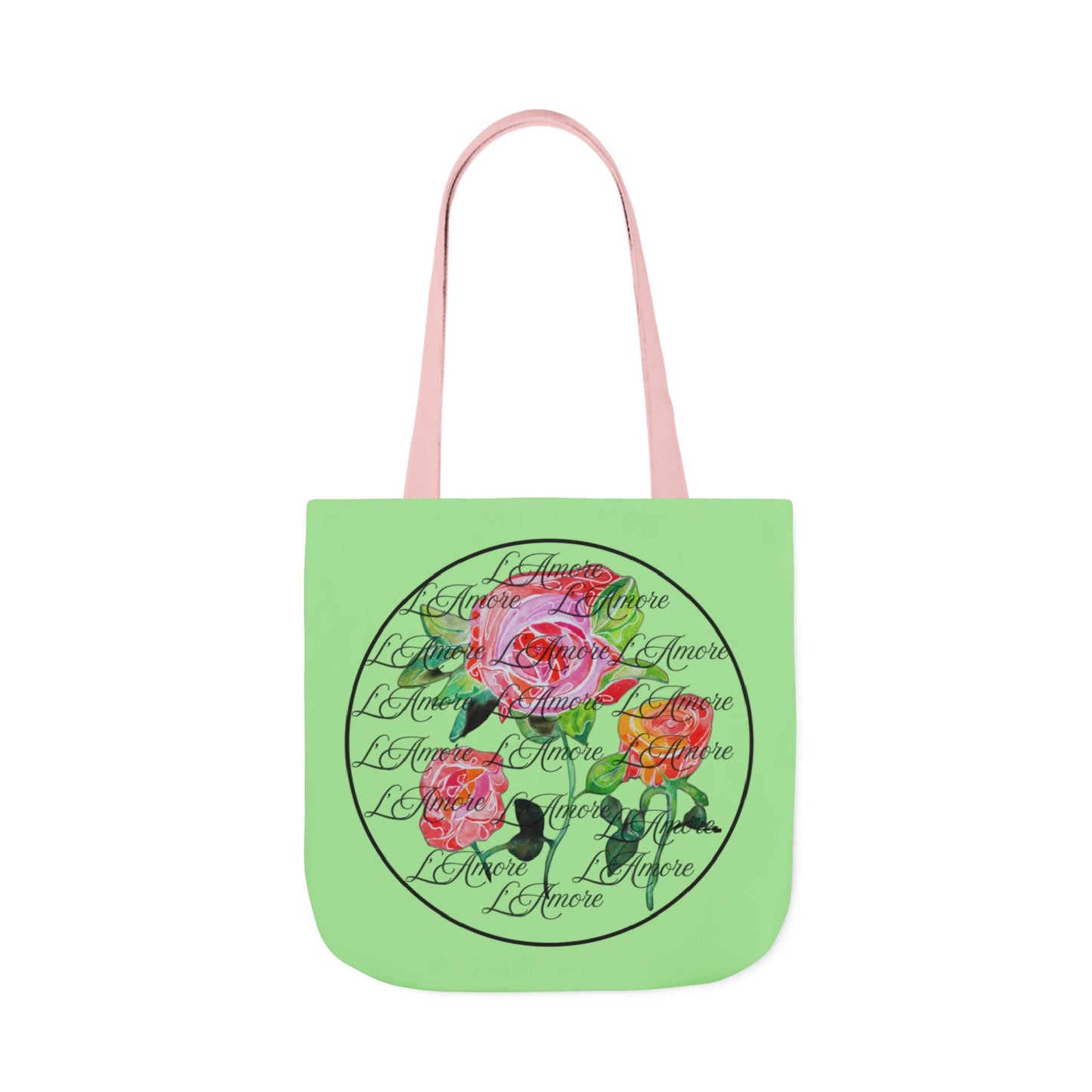 Canvas Tote Bag with Roses and L'Amore - Artmakeyourmark.com