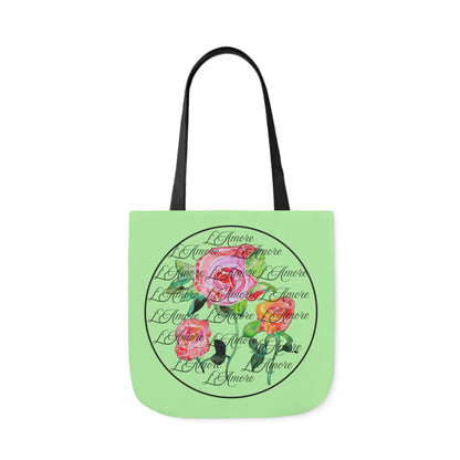 Canvas Tote Bag with Roses and L'Amore - Artmakeyourmark.com