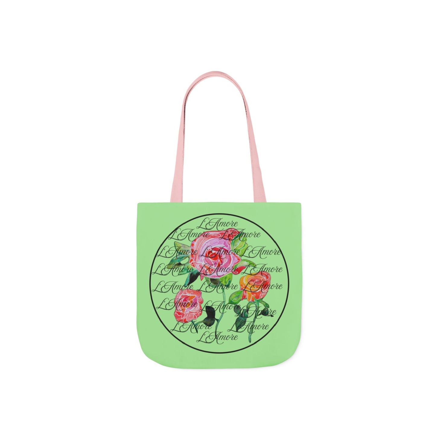 Canvas Tote Bag with Roses and L'Amore - Artmakeyourmark.com