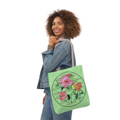 Canvas Tote Bag with Roses and L'Amore - Artmakeyourmark.com