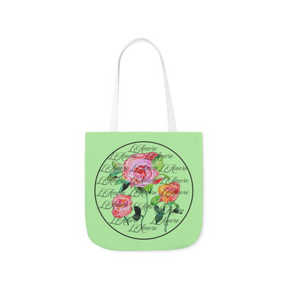 Canvas Tote Bag with Roses and L'Amore - Artmakeyourmark.com