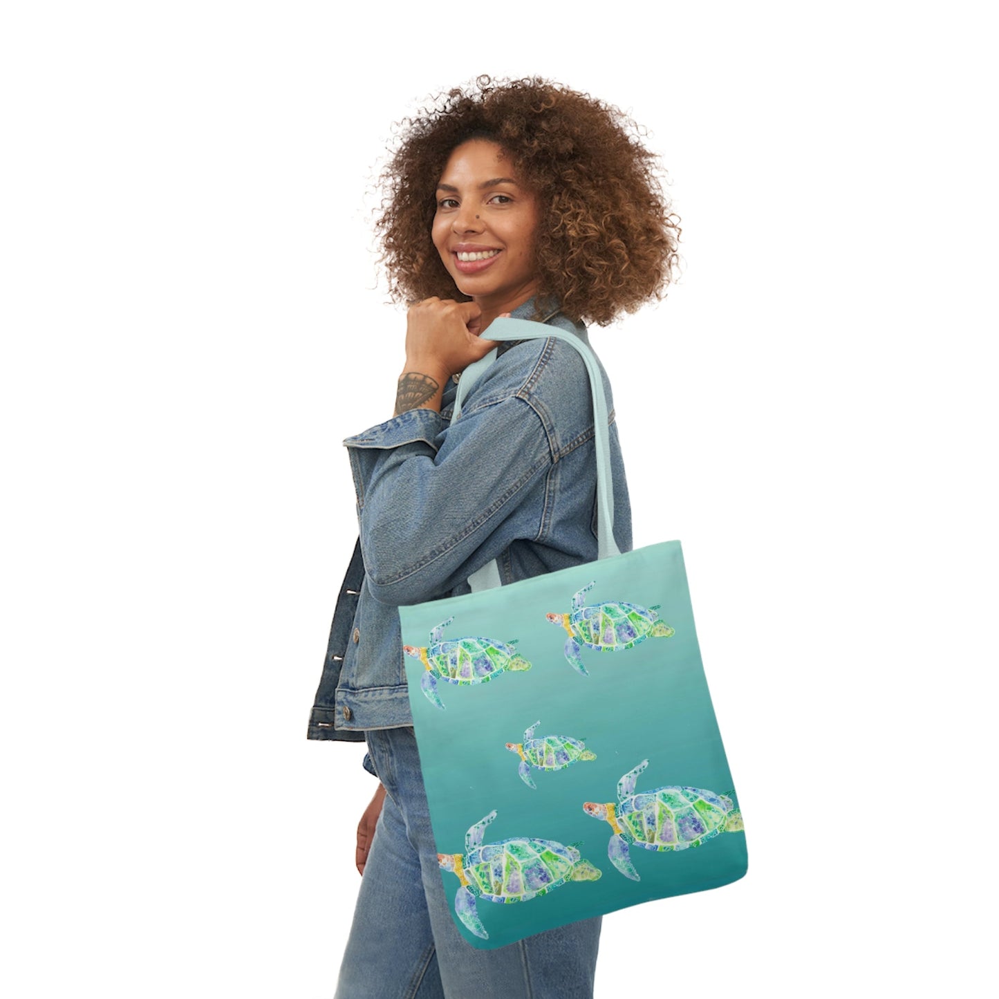 Canvas Tote Bag with Turtles - Artmakeyourmark.com