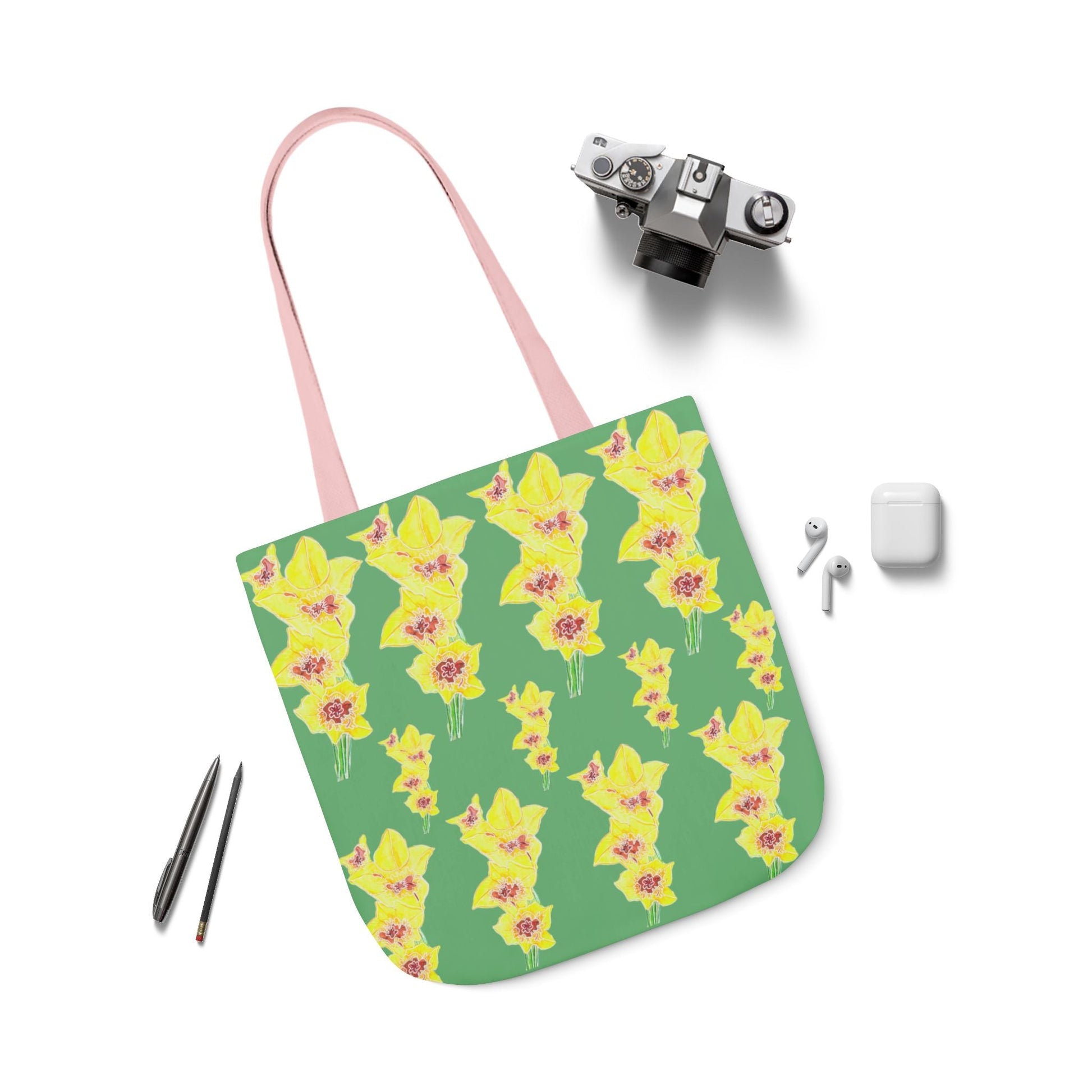 Canvas Tote Bag with Yellow Gladioli - Artmakeyourmark.com
