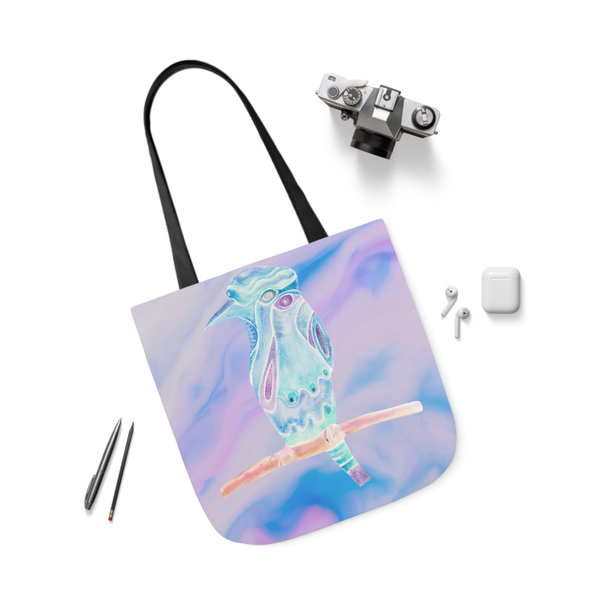 Canvas Tote Bag with Zen Bird - Artmakeyourmark.com