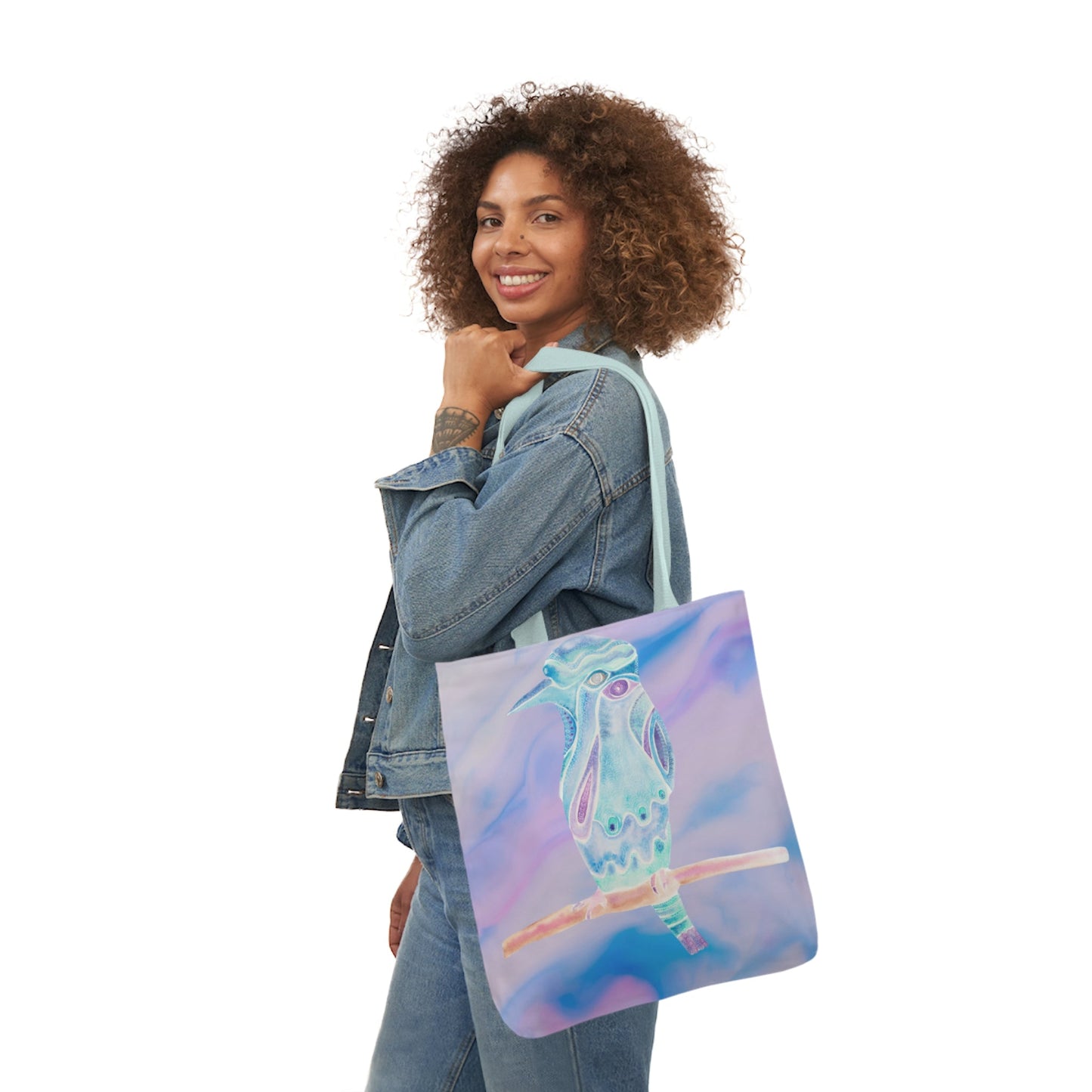 Canvas Tote Bag with Zen Bird - Artmakeyourmark.com