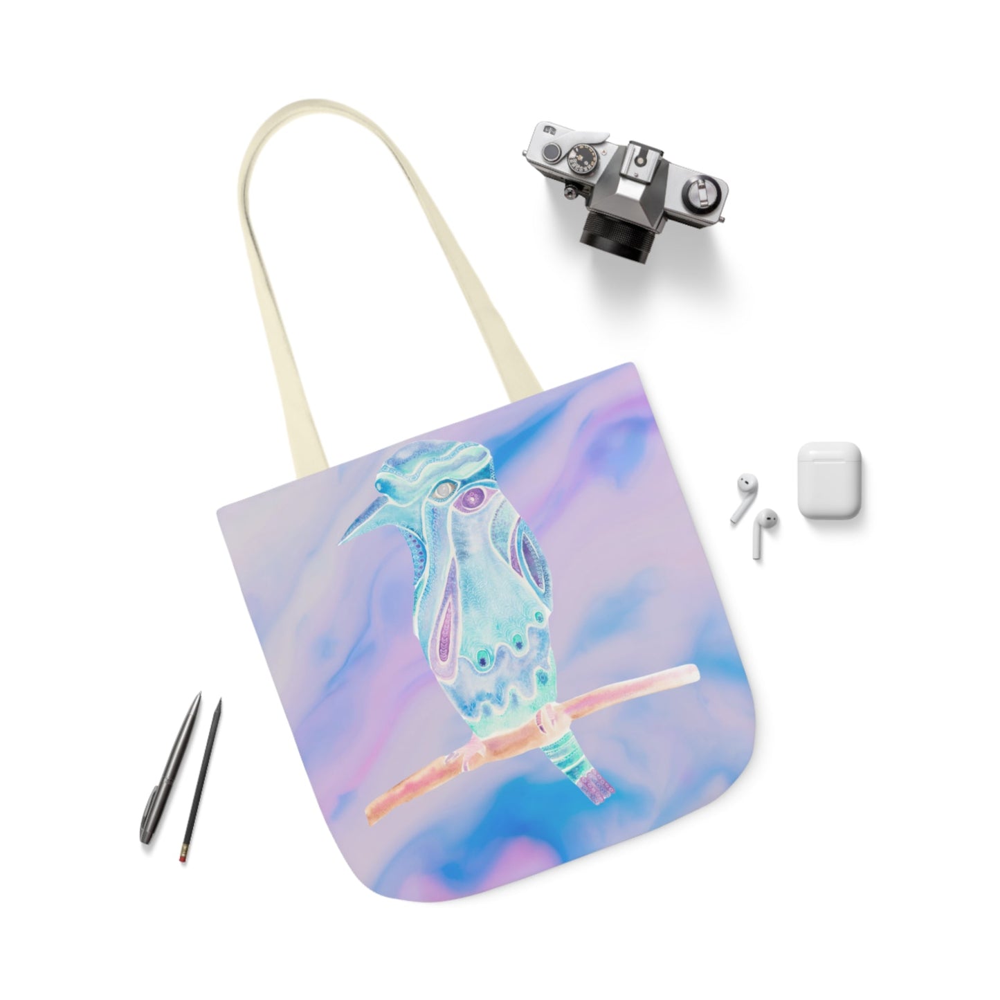 Canvas Tote Bag with Zen Bird - Artmakeyourmark.com