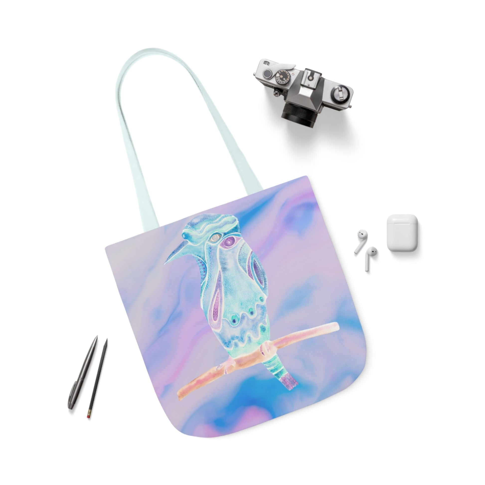 Canvas Tote Bag with Zen Bird - Artmakeyourmark.com