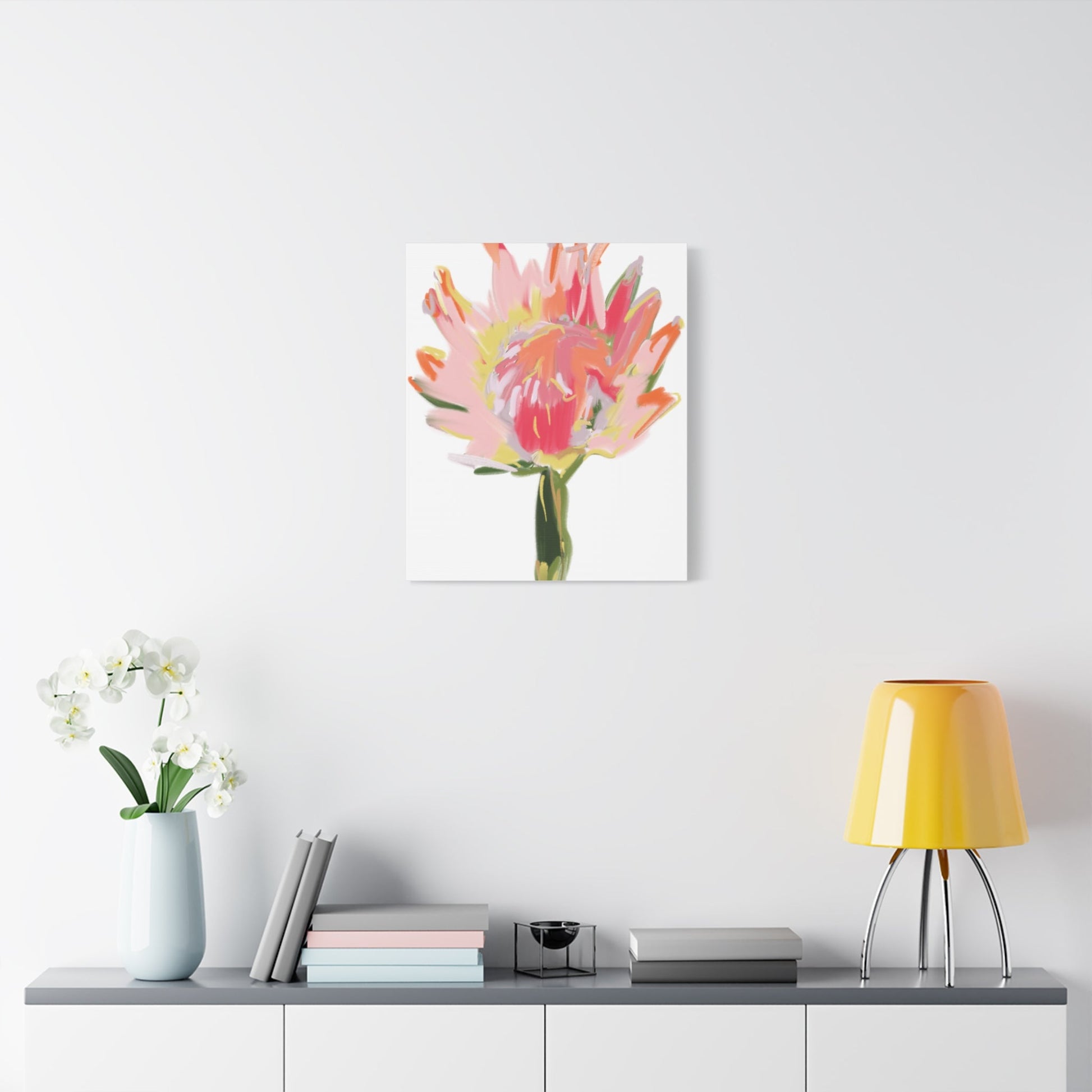 Canvas Wall Art - Protea with Soft Reds, Pinks, and Apricots - Artmakeyourmark.com