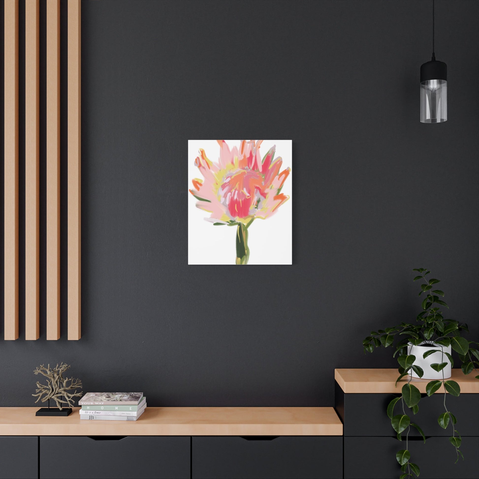 Canvas Wall Art - Protea with Soft Reds, Pinks, and Apricots - Artmakeyourmark.com