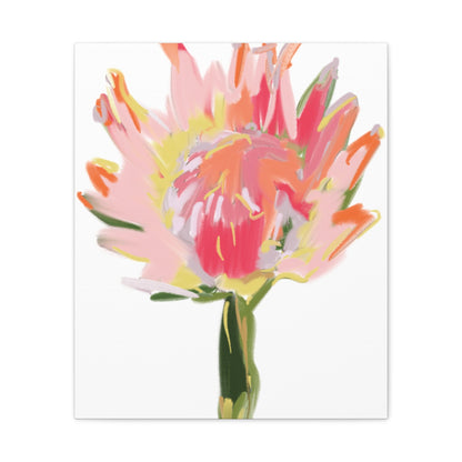 Canvas Wall Art - Protea with Soft Reds, Pinks, and Apricots - Artmakeyourmark.com