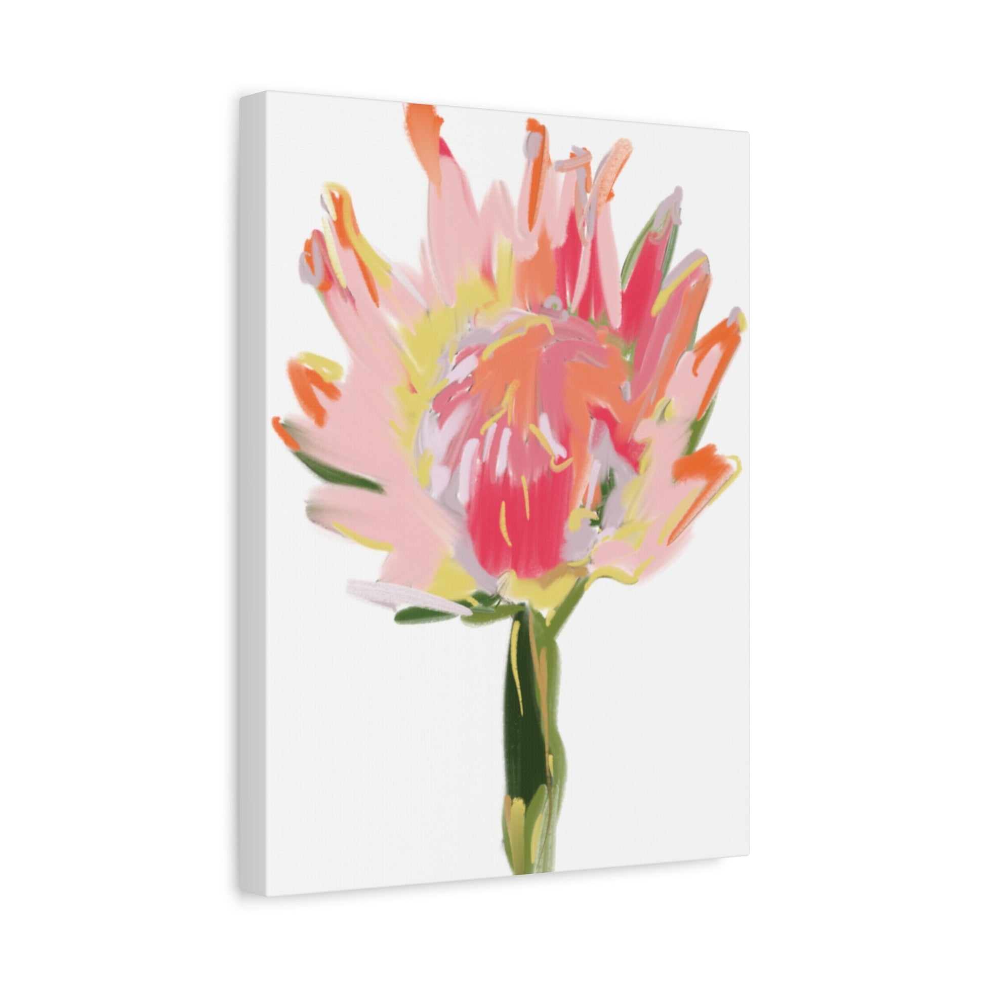 Canvas Wall Art - Protea with Soft Reds, Pinks, and Apricots - Artmakeyourmark.com