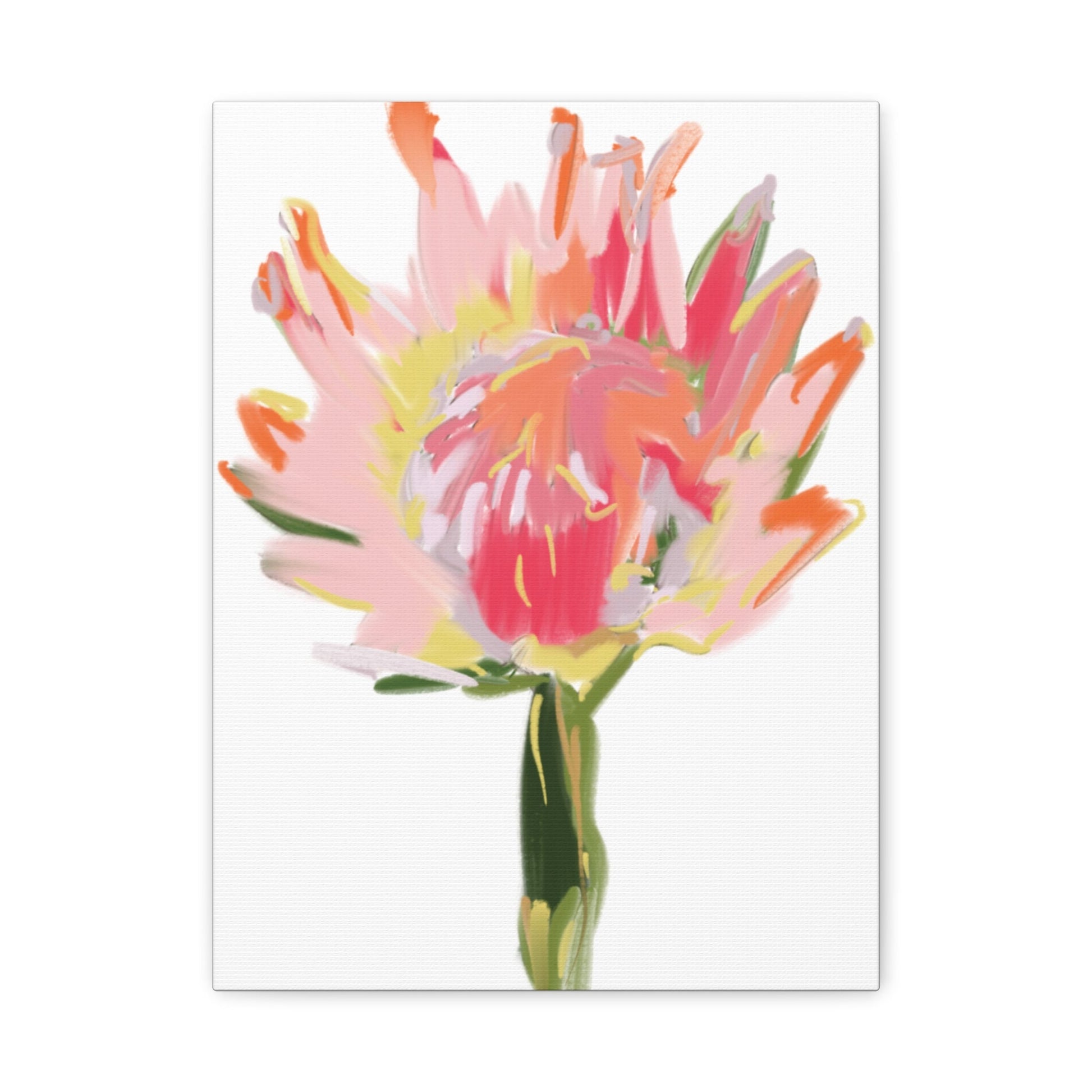 Canvas Wall Art - Protea with Soft Reds, Pinks, and Apricots - Artmakeyourmark.com