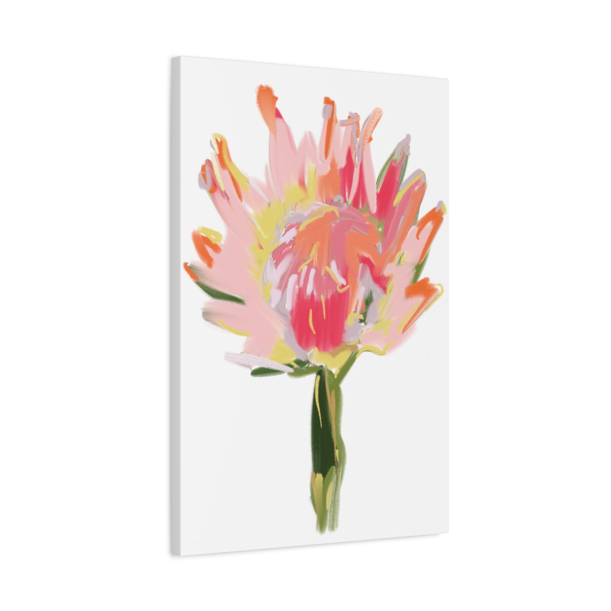 Canvas Wall Art - Protea with Soft Reds, Pinks, and Apricots - Artmakeyourmark.com