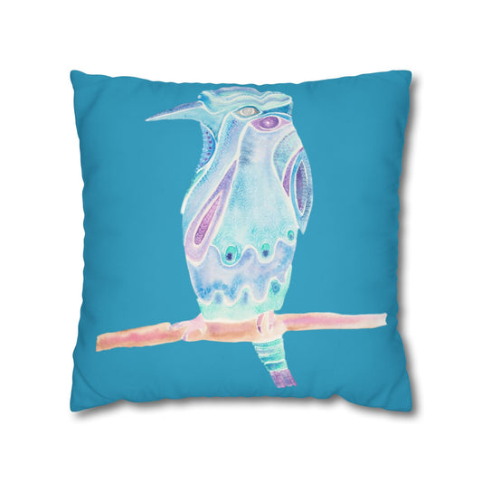 Cushion Cover with Blue Patterned Bird - Artmakeyourmark.com