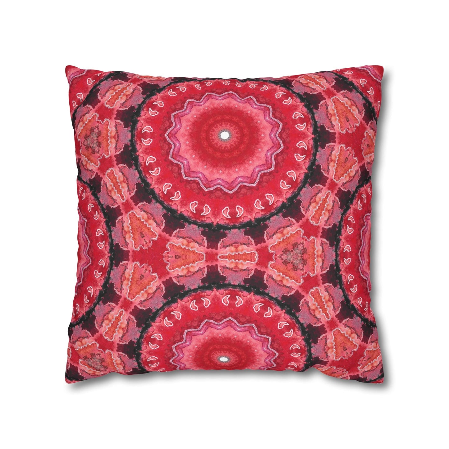 Cushion Cover with Cherry Red Arabesque Design - Artmakeyourmark.com