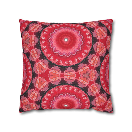 Cushion Cover with Cherry Red Arabesque Design - Artmakeyourmark.com