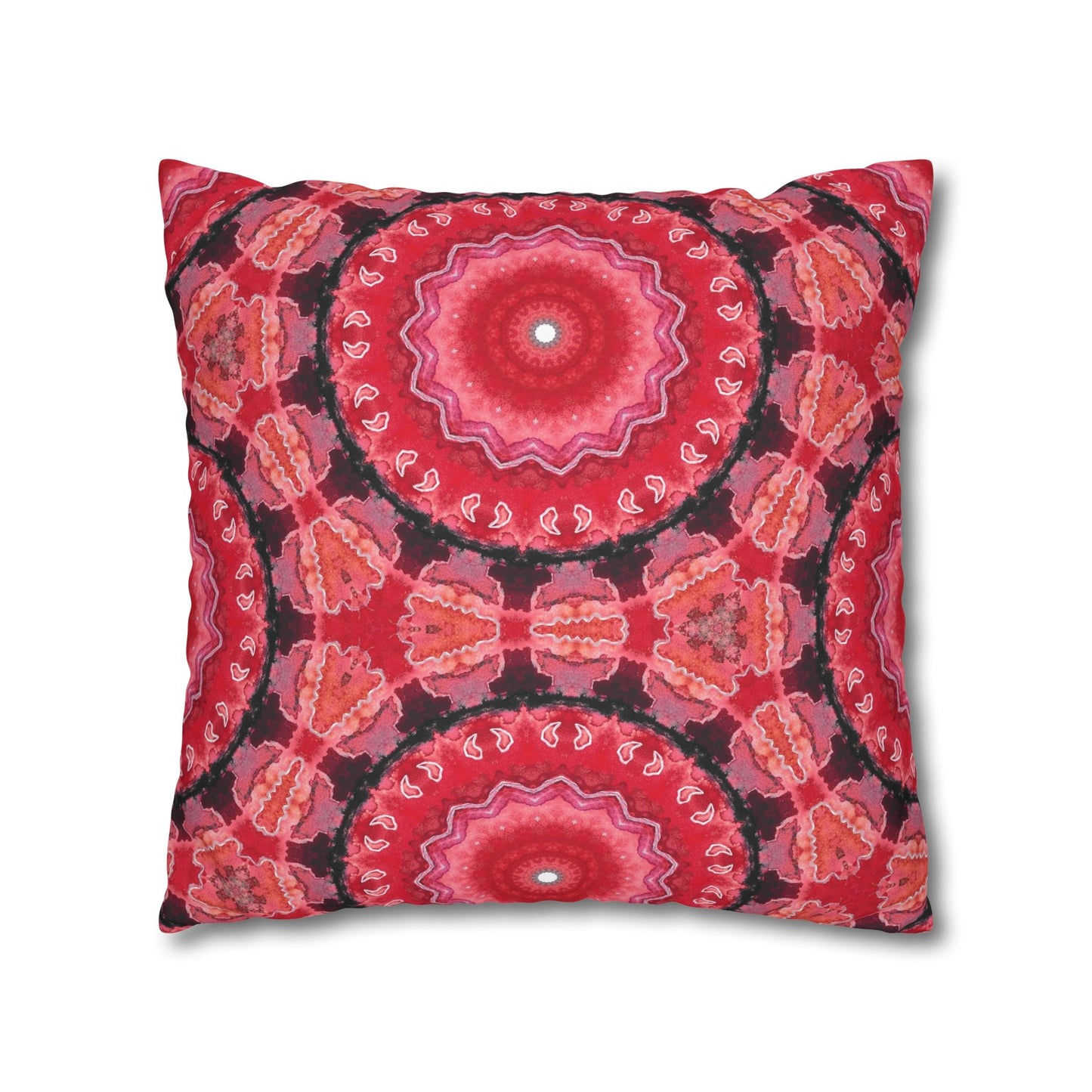 Cushion Cover with Cherry Red Arabesque Design - Artmakeyourmark.com