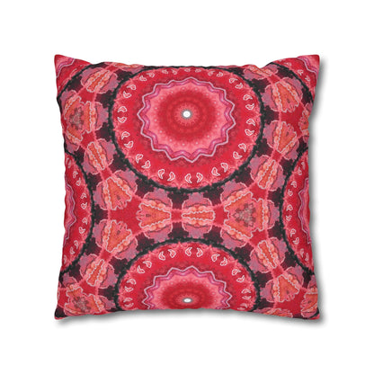 Cushion Cover with Cherry Red Arabesque Design - Artmakeyourmark.com