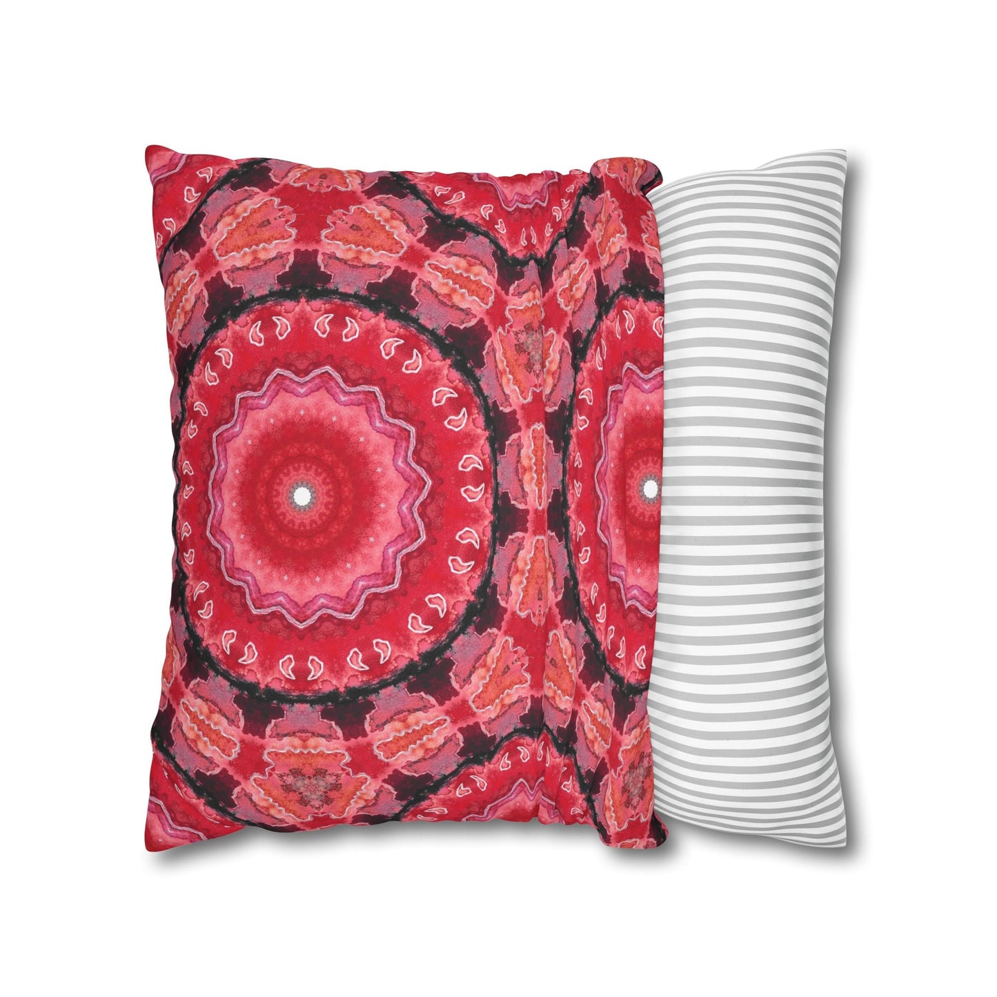 Cushion Cover with Cherry Red Arabesque Design - Artmakeyourmark.com