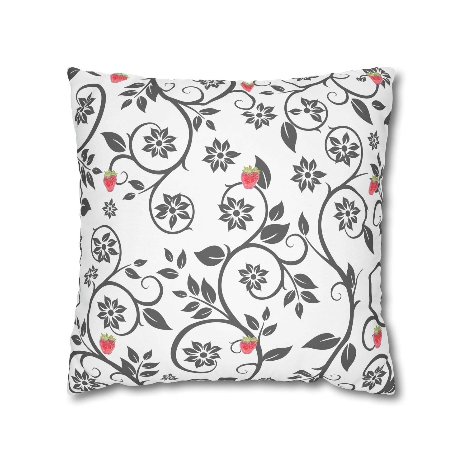 Cushion Cover with Filigree Design and Strawberries - Artmakeyourmark.com