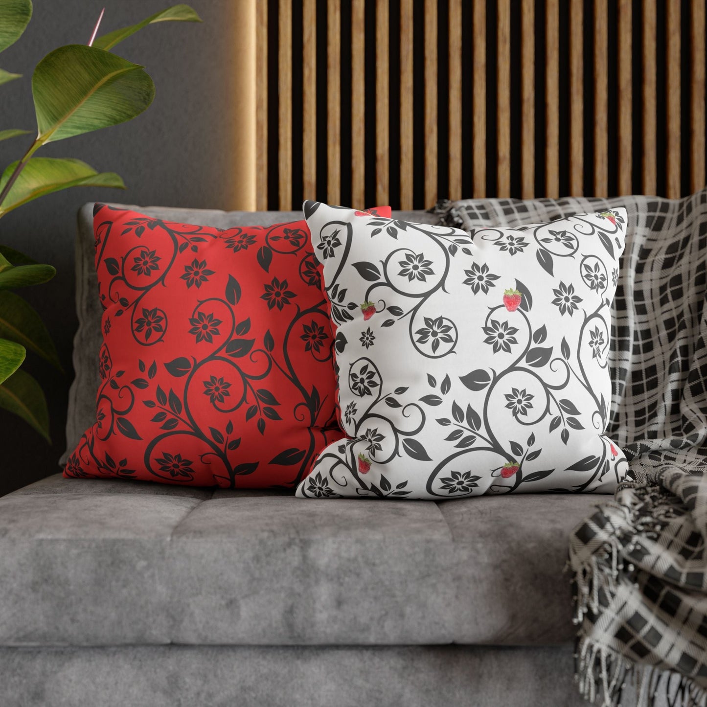 Cushion Cover with Filigree Design and Strawberries - Artmakeyourmark.com