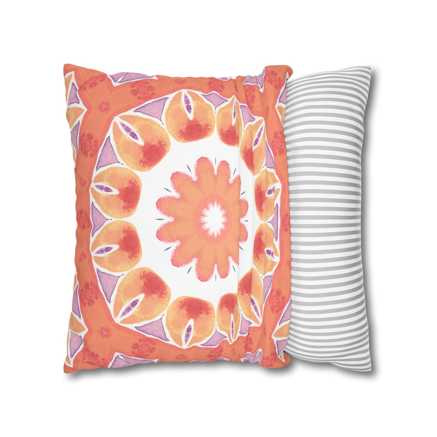 Cushion Cover with Orange and Mauve Starburst Design - Artmakeyourmark.com